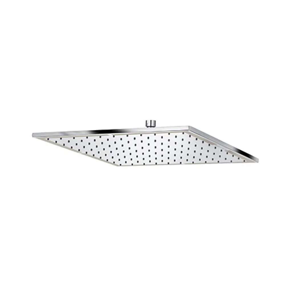 Eckige Kopfbrause aus Chrom mit flacher Bauweise und gleichmäßiger Düsenanordnung. Kludi-Design für moderne Badezimmeranwendungen.